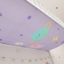 학생 기숙사 침대 하부 가리기 패브릭 해외 이층침대 커버 스티커 캐노피, H.플래닛-NO스탠드 + A.1.0m