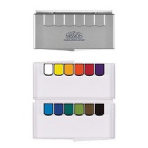 위wjr_미젤로 미션 실버클래스 고체 팬물감 12색 컬러 채색 수체화 부드러운 그림 펜물감 세트 선명한♥hspirit, ♥words!!