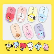 BT21 마우스 무선 무소음 예쁜 캐릭터 소리안나는 노트북 휴대용 귀여운 치미 타타 슈키 쿠키 코야 알제이 망 작은 강아지 토끼 핑크 레드 하트 굿즈 패드 키보드 커플 다이소, 무선마우스 알제이