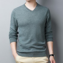 남성니트 가을 순모 스웨터 추동 브이넥 순색 이너 풀오버 레저 상의