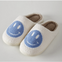 IAWI 스마일 뽀글이 털 슬리퍼 따뜻한 겨울 실내화 방한 퍼슬리퍼 보온 발시림 푹신한 가정용 실내용 거실 8컬러, 블루