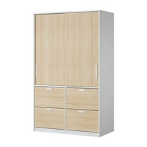 [한샘] 아임빅 슬라이딩 옷장 120cm 서랍형 6종, E형:화이트몸통+메이플도어(E)
