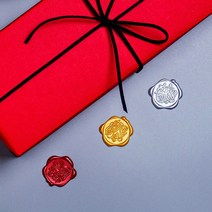결혼식 청첩장 실링왁스 스티커 봉인씰 카드스티커 디자인 주문제작 단체주문 100개, 황금 기쁨 편지