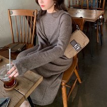 [바보사랑] 겟잇미 라운드 무지 일자 니트 롱원피스 [겟잇미]