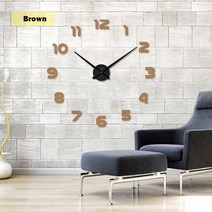 muhsein 탑 셀러 모던 벽시계 big size 3d clocks acrylic mirror wall sticker clock home decor living roomampof, 초콜릿, 47인치