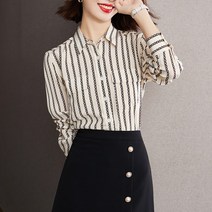 넷투넷코리아 여성 스트라이프 빈티지 블라우스 캐주얼 오피스룩