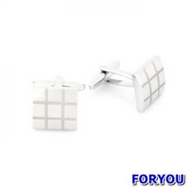 Foryou3377 격자 무늬 실버 커프스 버튼 정장소품 넥타이핀 커프링크스 남자악세서리