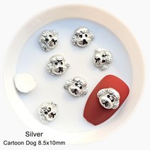 수지 만화 개 네일 아트 장식 플랫 다시 귀여운 양각 강아지 3d 손톱 diy 액세서리 30100pcs, 은색 100pcs