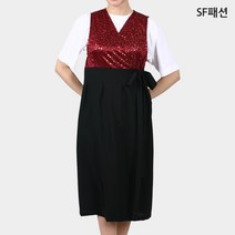 개량 한복풍 원피스 앞치마 명절 한식당 정식당 떡집, 자주땡땡이(sfae243)