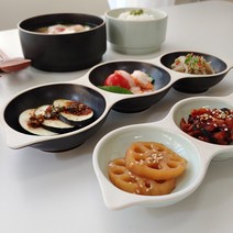 여울 콩깍지 나눔접시 반찬 찬기 소스 종지 2구 3구 국내산 도자기 그릇, 3구(大), 백색