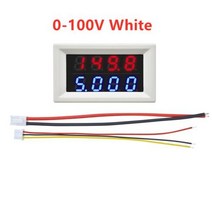DC 100V 10A 디지털 전압계 파란색 빨간색 측정기 자동 모바일 전원 테스터 감지기, 02 0-100V White