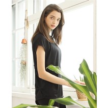 여성 요가복 DEVI-T0015-블랙 필라테스 발리 스트랩 티셔츠