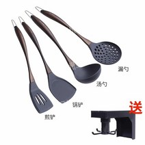 주방 조리도구세트 한식실기준비물 실리콘 스텐 요리사 키친툴 원목 국자 쉐프 요리 기구 스푼, 4종 세트