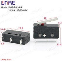 리밋 스위치마이크로 스위치 구리 접점 125250V 23Pin 미니 리미트 퀵 버튼, 03 KW2-P-L16-R_01 5pcs