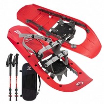 G2 63.5cm(25인치) 산악 지형 스노우슈즈 향상된 확장 크램폰 EVA 폼 패딩 유연한 피벗 바 토트백 레드, Red