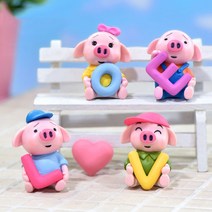 미스토토 love 러브 돼지 미니어처 동물피규어 4종 세트, 1세트