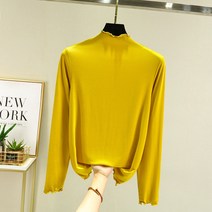 1+1 여성 물결 반목 폴라티 기본 이너 목폴라 긴팔 티셔츠 2P