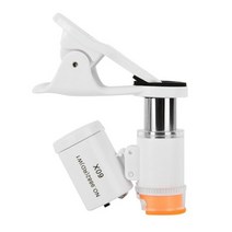 60X 미니 휴대폰 클립 현미경 돋보기 LED 자외선 광학 렌즈 디지털 87HB, White, [01] White