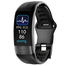 RUIJIE P11 스마트밴드 ECG PPG 심전도 심박수 혈압 혈중산소 한국어APP 알림지원, 블랙