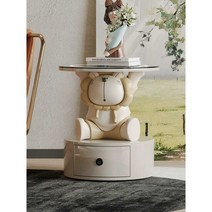 무선충전패드 협탁 미니 스마트테이블 침실인테리어, 50CM원목서랍LED3색등대무선충전지문잠금사자