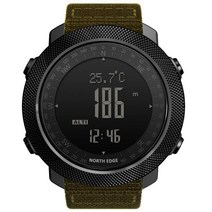 다이빙게이지 나침반 방수 스킨스쿠버 북쪽 가장자리 남자 스포츠 시계 방수 50m 시계, 카키색 옷감, 카키색 옷감