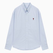 (당일) 23FW 아미 하트 로고 라이트 블루 코튼 긴팔 셔츠 BFUSH130 CO0031 450