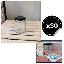 [코리아트레이더스]일자 유리병 원형 200ml_30조 잼 수제청 이유식용기-블랙뚜껑, 4박스