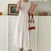 퍼니걸스 6536 라운드 무지 나시 이너 레이어드 롱 원피스 여성의류