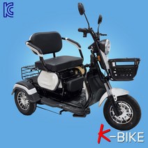 코리아바이크 KTC650-삼륜 전동스쿠터 / 어르신 전동차 / 노인용 스쿠터 / 전자식 자동브레이크 옵션 전동카트 / 전동사발이 삼발이 전동스쿠터 / 국내완조립 당일배송, 화이트(백색+흑색), KTC650-자동브레이크