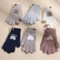 [예삐우먼] 하트 발바닥 스마트터치 손가락장갑 학생 외출 수면 벙어리 보온 양모 뜨개 가을 겨울 벨벳 뜨거운 스마일 뽀글이 니트 여성 남성 스웨이드 자수 방한 겨울 털 패션 장갑