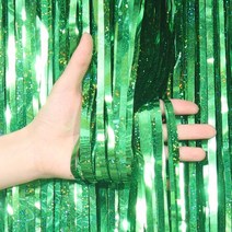 에브리띵스마일 파티커튼 은박수술 커튼 3개 세트 장식 소품 파티용품, 홀로그램, 그린