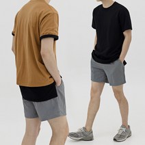 S~5XL 남녀공용 빅사이즈 트임 레이어드 반팔 티셔츠 화이트 블랙 무지 반팔티