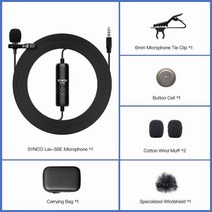 TH SYNCO Lav-S6E Lavalier 전 방향 콘덴서 라벨 마이크 방송 인터뷰 용 6M 코드 스마트 폰 카메라 유튜브, 01 S6E
