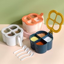 유리반찬통 조미료 상자 조합 세트 가정용 주방 조미료 보관 상자 멀티 그리드 소금 글루타민산 나트륨 향신료 조미료 병 항아리 양념통 정리, 10. 우아한 회색 [조미료 스푼 보내기 4]