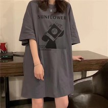 원래 한국 인쇄 유행 유행 거리 스타일 일본 특대 남자 친구 긴 티셔츠