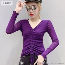 여성용 가을 브이넥 티셔츠 L5V1420