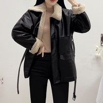 [전체밍크안감!/2color] 레더 밍크 퍼 카라 허리 벨트 털 안감 야상 패딩 점퍼 자켓
