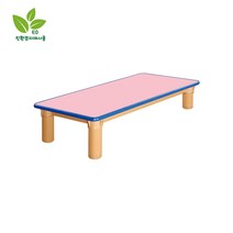 키즈스마일7]유치원 어린이집책상 친환경교구 H45-1 안전칼라책상-좌식 유아용(29cm) 반원 사각선택가능, 분홍(분홍테), 사각