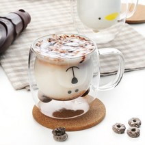 귀여운 항아리 모양 손잡이 내열유리컵 우유컵 데일리 이중유리잔 주스컵, Smile cat