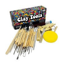 HIPPIE CRAFTER 조형 조형용 도자기 툴 키트 및 폴리머 클레이 툴세트 공구 - 점토 용품 목재 금속을 위한 45개의 세라믹