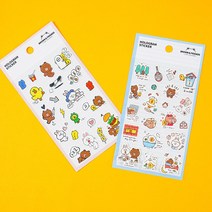 라인프렌즈 브라운앤프렌즈 PVC 홀로그램 스티커, 핑크