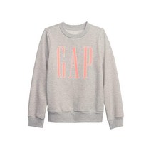 GAP 여아용 로고 풀오버 크루 스웨트셔츠 라이트 헤더 그레이