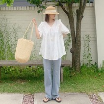 애플망고샵 여름 오버핏 나나프릴브이 블라우스 넉넉사이즈 셔츠