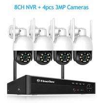 베이비모니터 스마트홈 펫 강아지 카메라 CCTV TinoSec-스마트 AI PTZ 8CH 3MP 5MP 와이파이 인간 탐지 양방향 오디오 컬러 야간 보안 감시 XMEye, 02 3MP 8CH NVR 4 camera_02 1T
