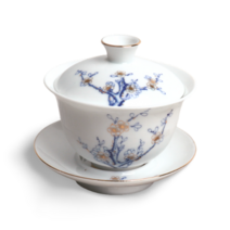 금칠 백자 사군자 (매화) 개완 개합잔 다도잔 120ml, 1개