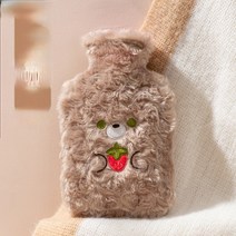 Ciliver 텐홍 겨울 PVC 충전 온수팩 500ml 천커버 캐릭터 주수온수팩 고온방폭, 1개, 로즈 벨벳-커피