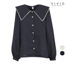 VIVID SG VIVID 여성 빅카라 도트무늬 블라우스A