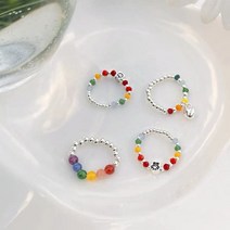 디작소 여성 데일리 알록이와 실버 밴드 반지
