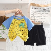 ALMXH 새로운 여름 아기 옷 한 벌 아이들 여아 소년 유행 만화 t-셔츠 반바지 2 개/대 유아 우연한 복장 아이 운동복