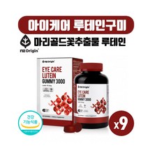 미국 직수입 식약처인증 눈영양제 마리골드꽃 루테인 믹스베리맛 추어블 구미 젤리 건강기능식품 어린이 성인 온가족 류테인 누테인 90꾸미, 90정, 9개